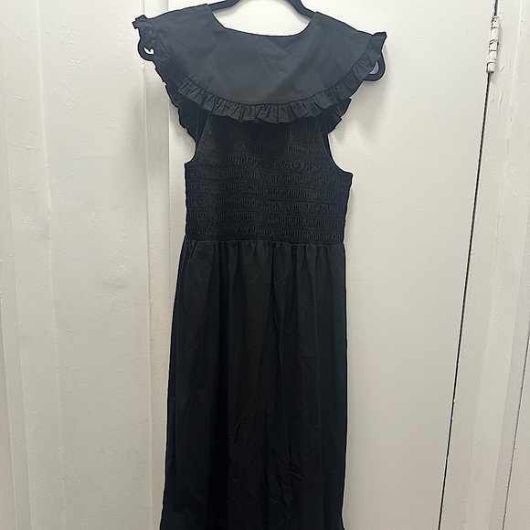 NWT Topshop oversized collar shirred midi dress in black; size 8 - Picture 5 of 5